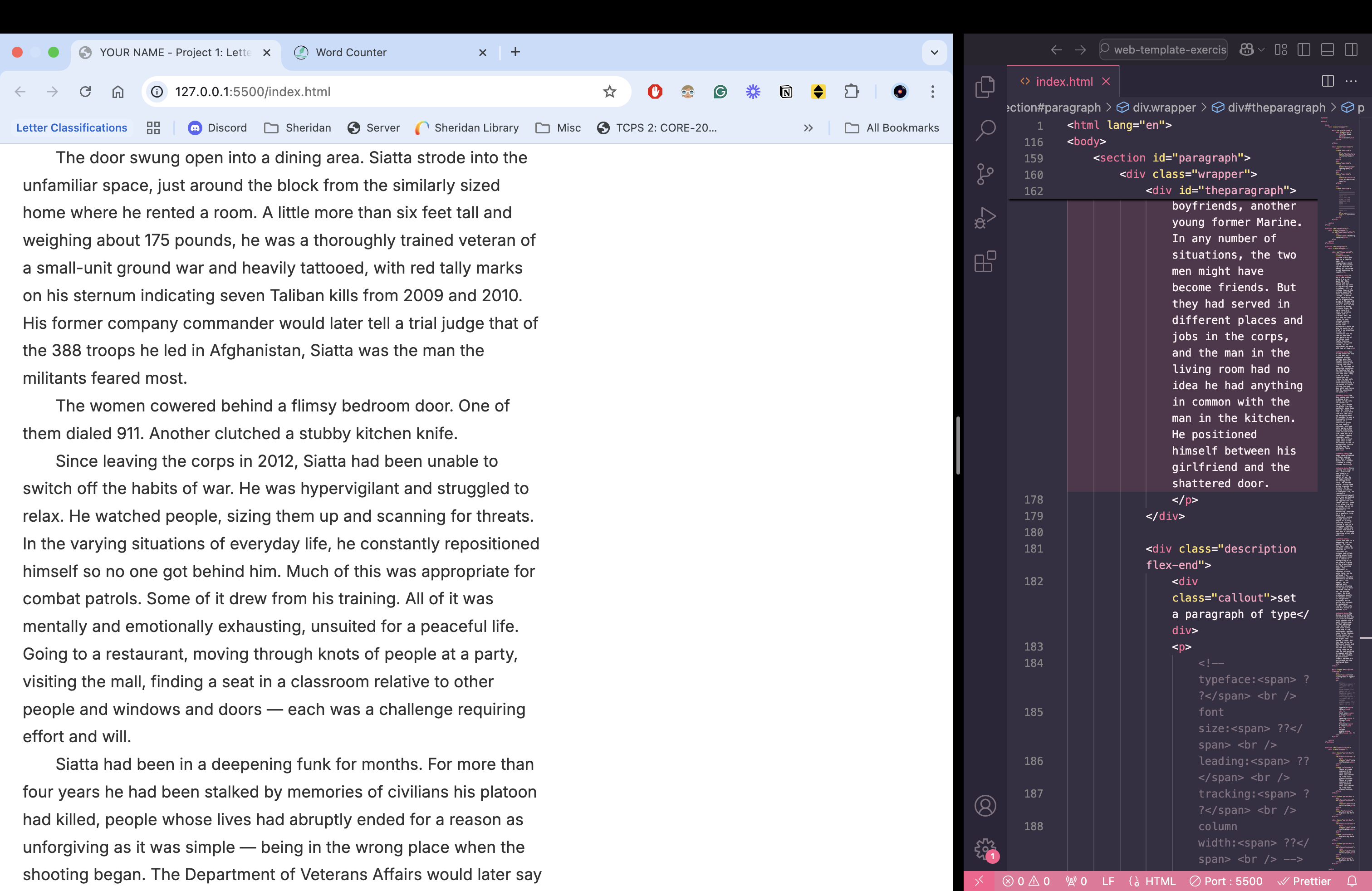 process work for paragraph setting