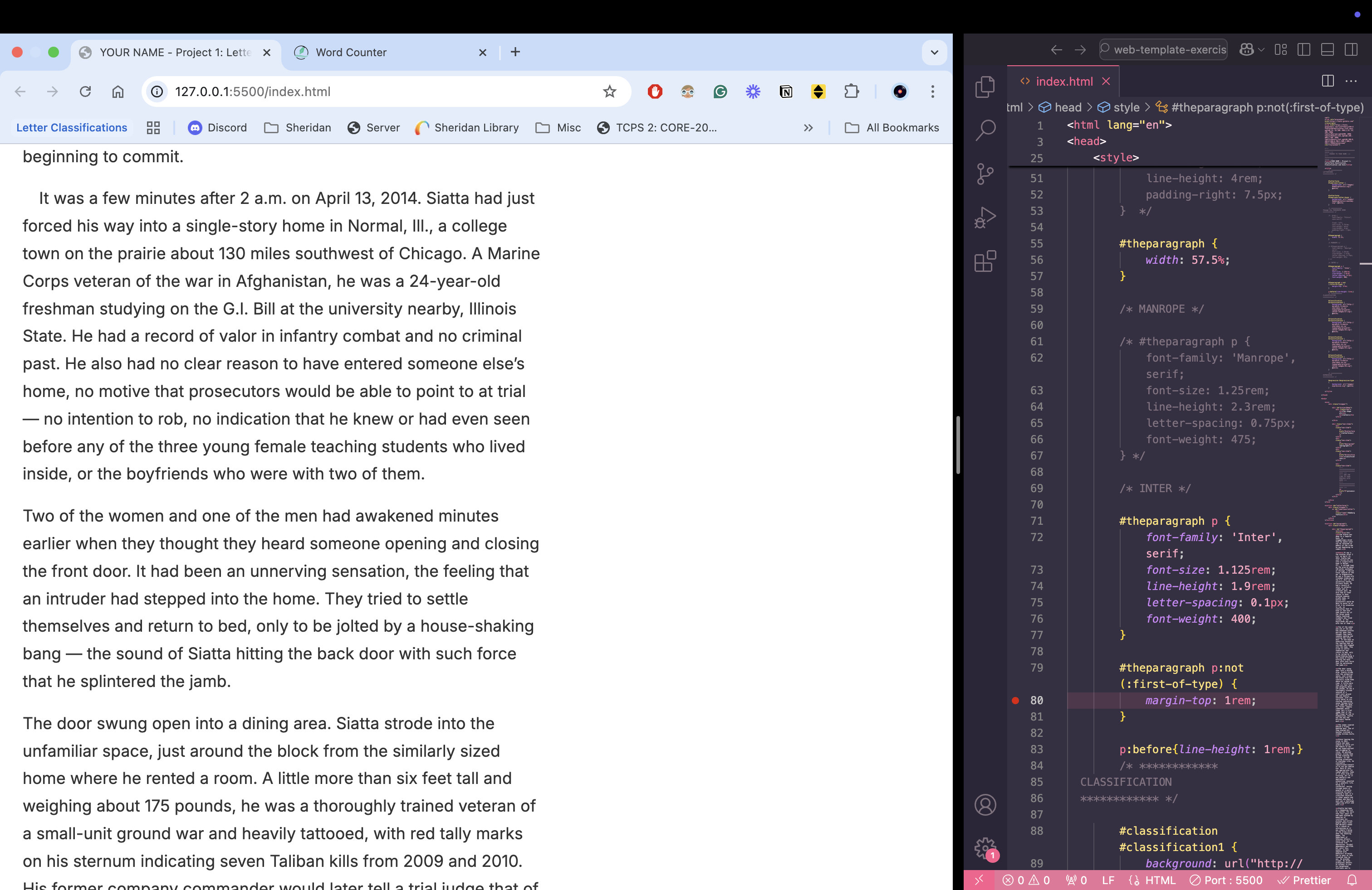 process work for paragraph setting