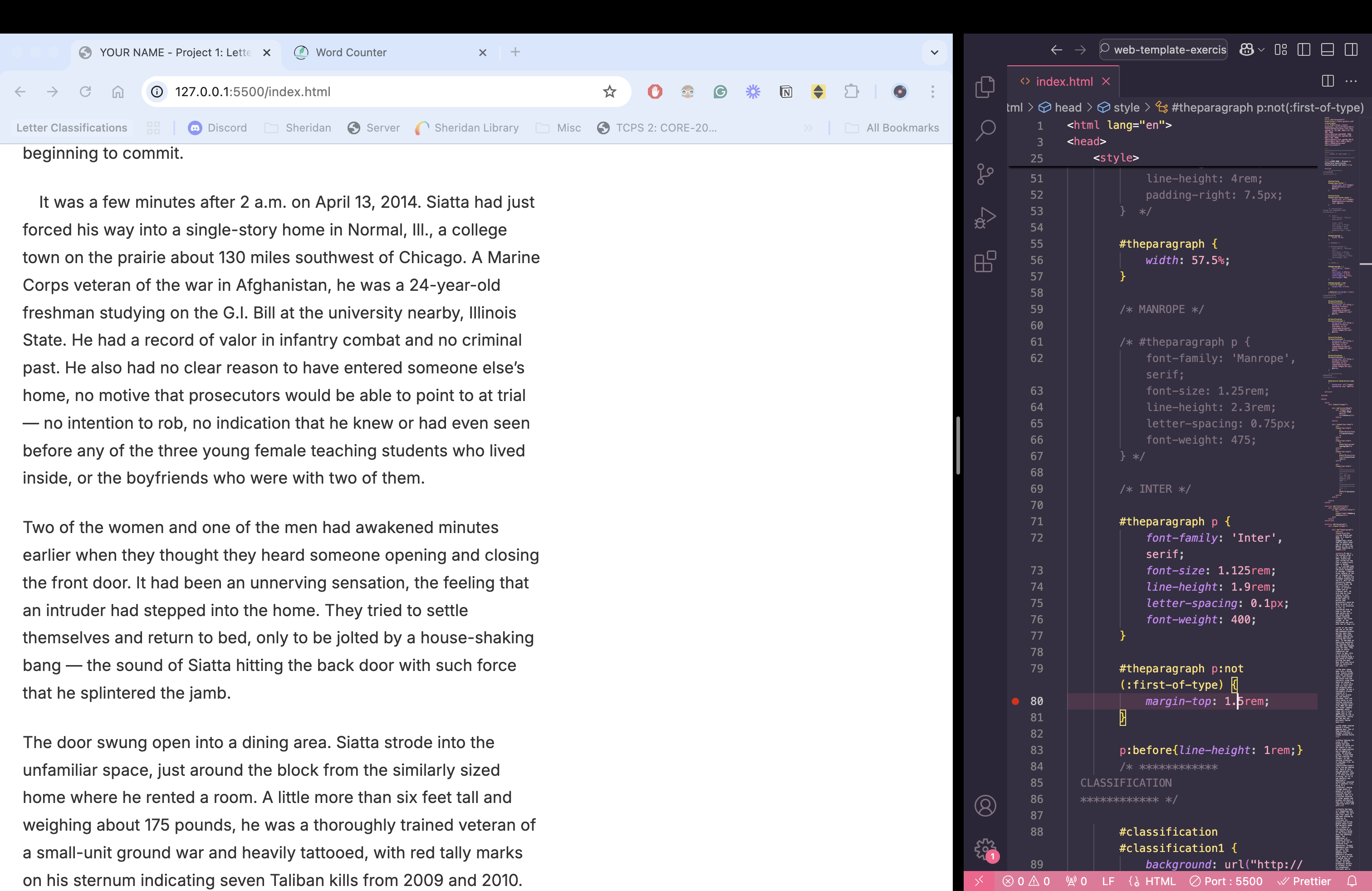 process work for paragraph setting