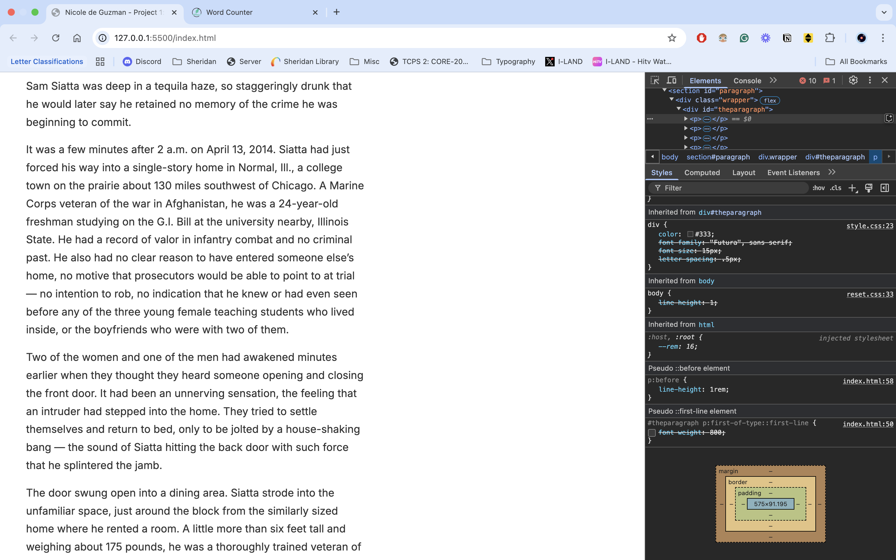 process work for paragraph setting